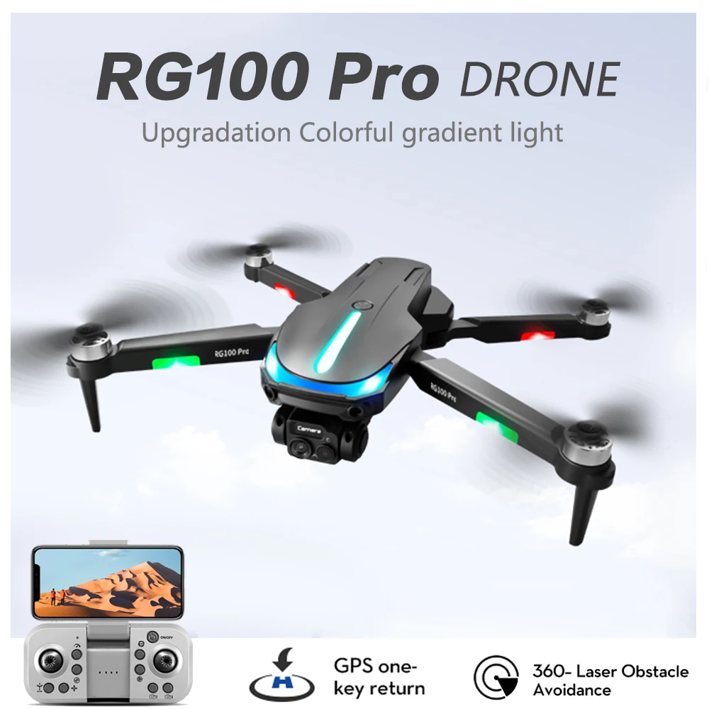 NM60452 Pro Drone 5G Wi-Fi FPV 360 Deg Laser Obstacle Avoidance Brushless Motor GPS Return 4K HD Dual Camera RC Quadcopter Drone Toys - Multi Color