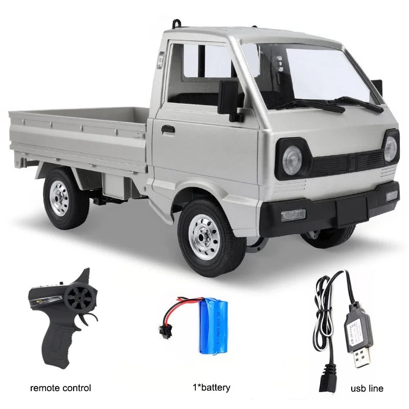 NM60878 D12 Brushed 260 Motor RC Car Simulation Drift Climbing Truck LED Light On-road Car 1-10 4WD RC Truck Toy for Boys Kids Gifts - White & Silver