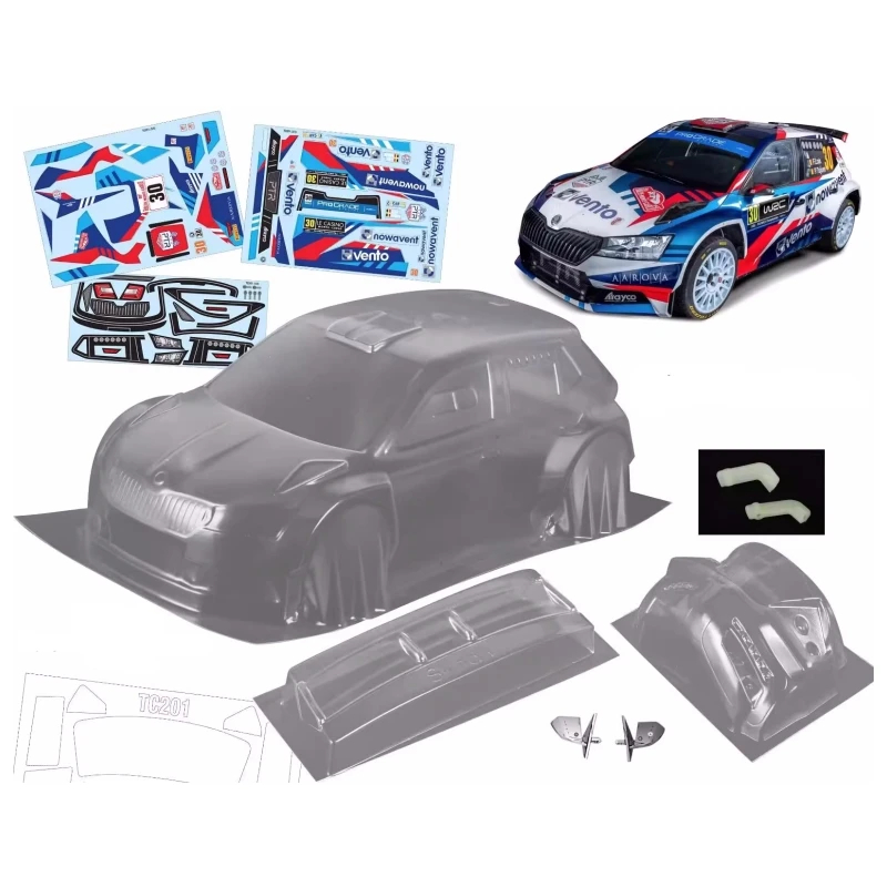 NM61020 WRC Rally Car Body Shell Fabio EVO 190mm with Stickers for Off-Road RC Drift Car LC RACING PTG-2 Tamiya XV-02 TT02 - Clear