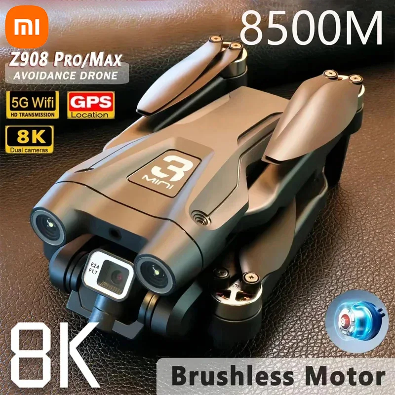 NM61005 Z908pro Max Drone Brushless Motor 8K Dual-lens Professional GPS Wi-Fi FPV 360 Deg Active Obstacle Avoidance Folding Aircraft - Gray & Black