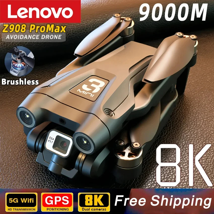 NM61037 Z908 Pro Max Obstacle Avoidance Brushless Motor 8K Dual Lens ESC Professional Wi-Fi FPV 4 Axis Folding RC Quadcopter Toy - Black