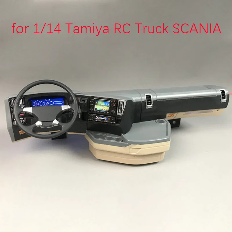 NM61105 Truck Interior Cab Left & Right Peptide Center Console LED Dash Board for 1 by 14 Tamiya Tipper Scania R620 56323 Model Car