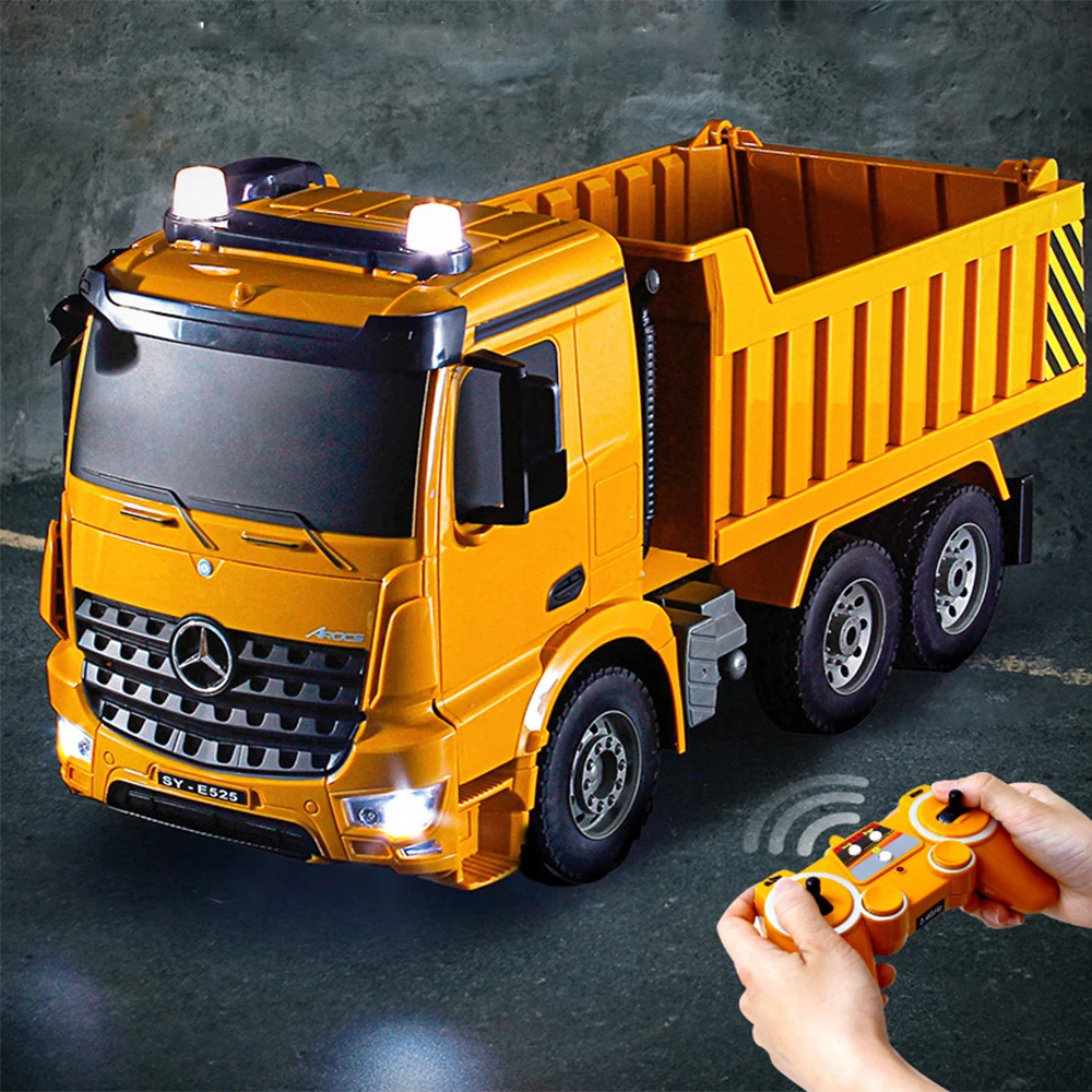 NM61261 Large RC Car Double E E525 Benz Remote Control Dump Truck Transporter Engineering Vehicle Simulation Sound & Light Toys
