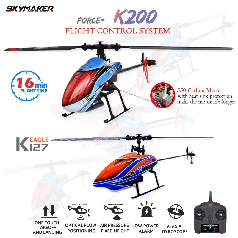 NM60881 RC Helicopters K200 K127 2.4Ghz 4CH 6-Aixs Gyroscope Fixed Height Single Blade Propellor Gyro Mini RC Toys for Kids Gift