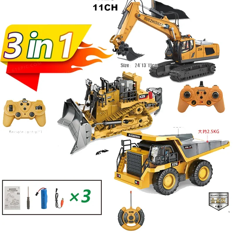 NM60925 9 Channel RC Bulldozer Truck Car 11CHCrawler Type Alloy Shovel Engineering for Lift Heavy Excavator Children Toys Gifts for Kids -  UNO1RC