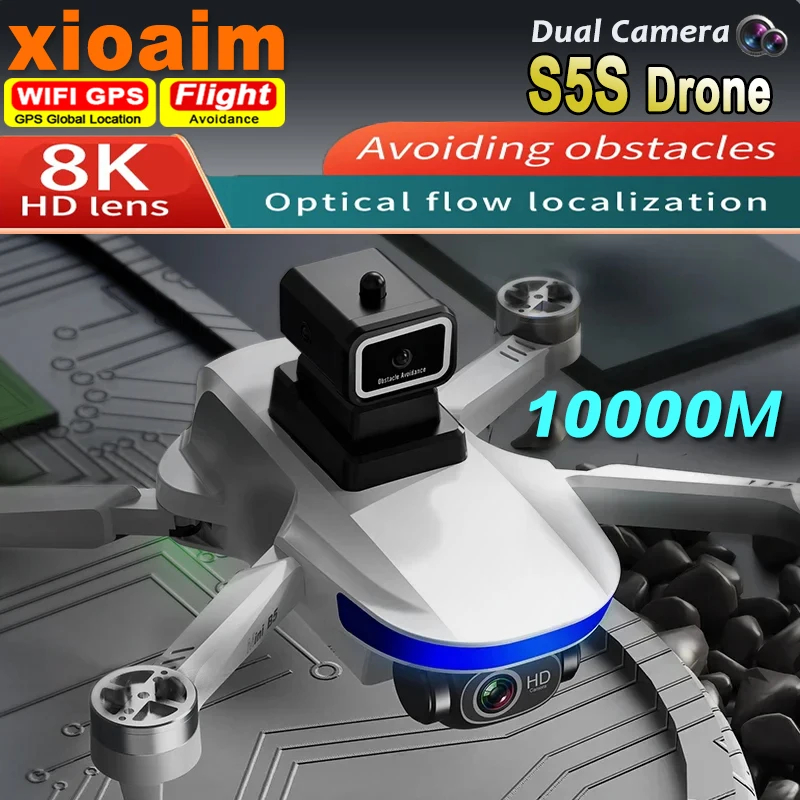 NM60985 Xiaomi Mini S5S Drone Professional 8K Dual Camera Obstacle Avoidance Optical Flow Brushless Motor RC Drone Quadcopter Toys