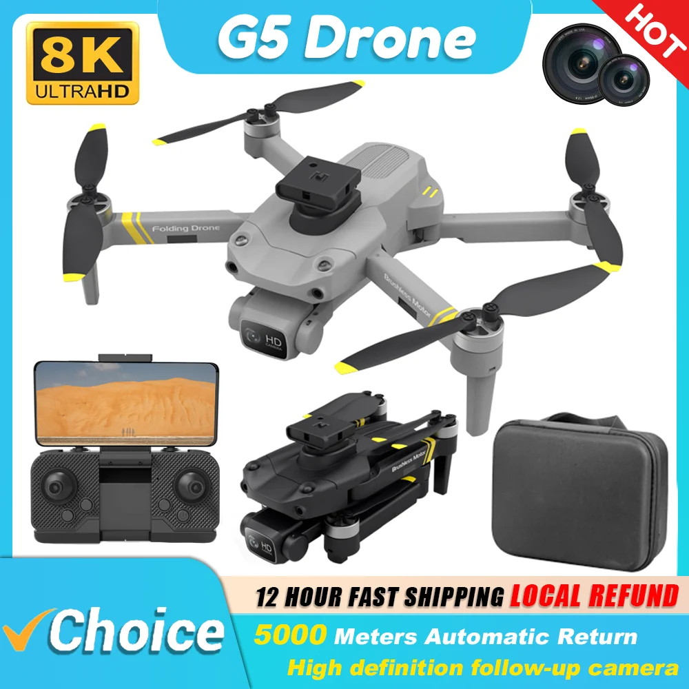 NM61112   G5 Drone Professional 4K Dual Camera Obstacle Avoidance Fold Quadcopter Helicopter Wi-Fi FPV RC Optical Flow Toy Gift