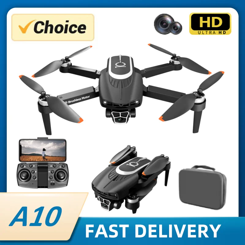 NM60448 A10 Pro Drone Professional Dual HD Camera Aerial Photography FPV Helicopters Obstacle Avoidance Foldable RC Quadcopter Toy - Black