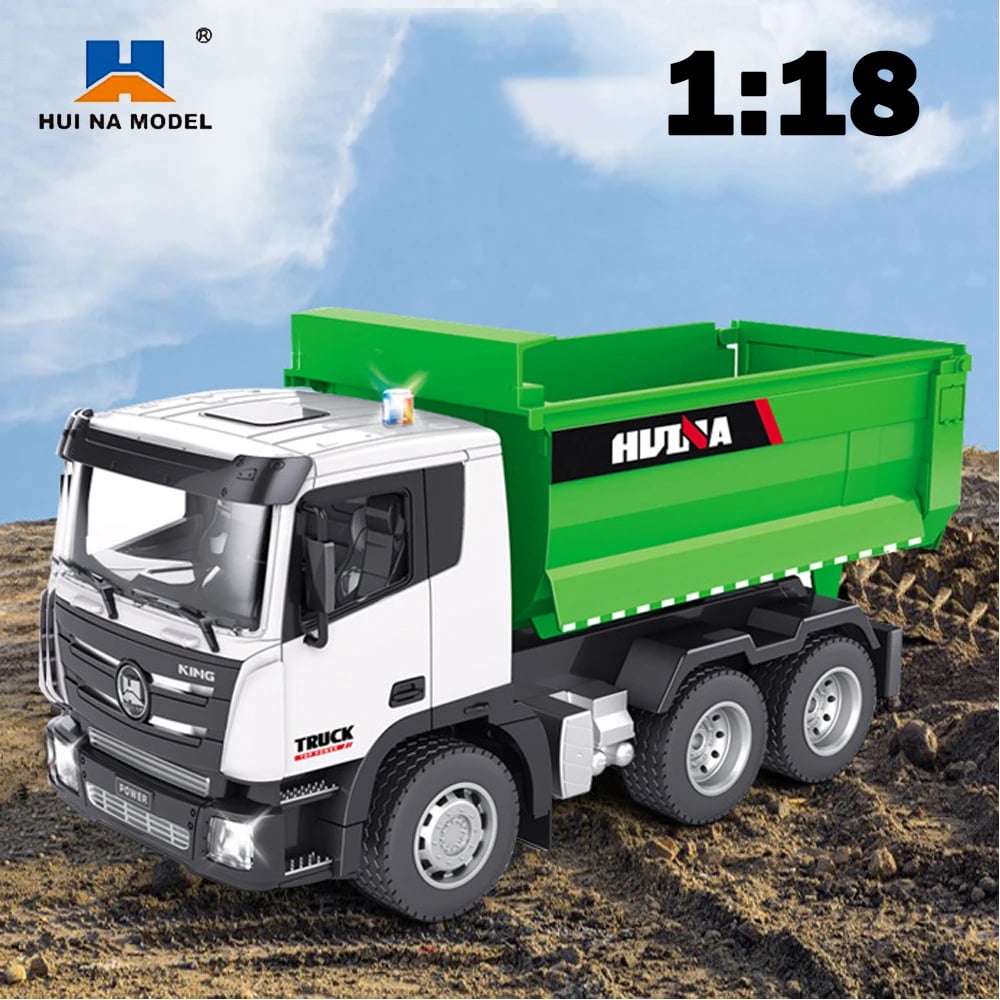 NM60512 1556 RC Dump Truck 1-18 6Channels Electric Car Engineering Vehicle Excavator 2.4G Radio Controlled Cars Toys for Boy - Khaki