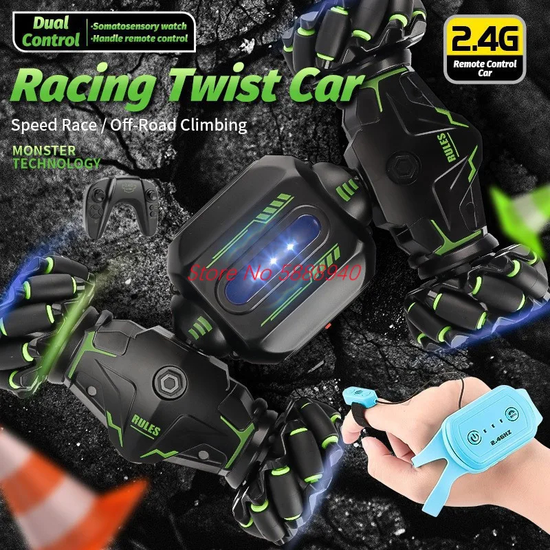 NM60564 Drive Watch Dual Control Stunt Drift RC Car 2.4G Gesture Sensing One Key DeFore Racing Off Road Twist Remote Control Car Toy