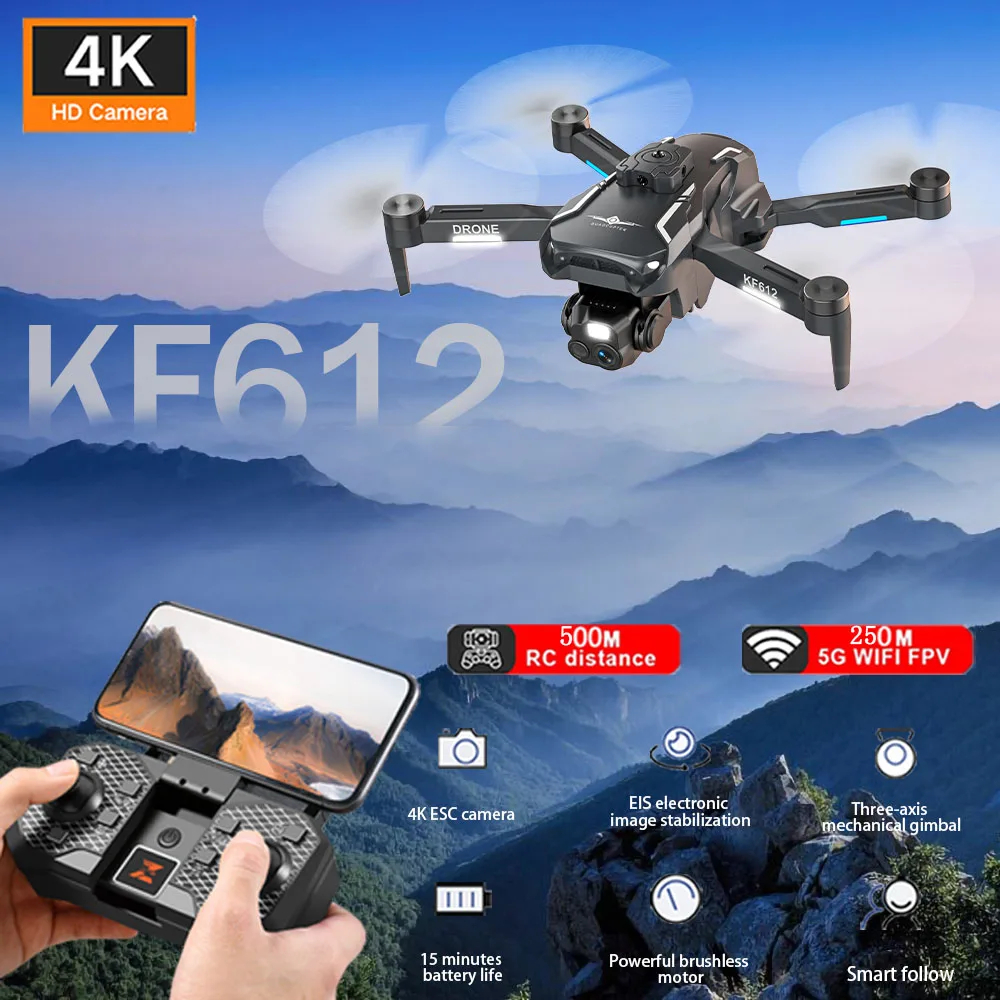 NM60680 KF612 PFV Dual Camera Professional Drone Brushless Helicopter Optical Flow Obstacle Avoidance Quadcopter Children RC Toys