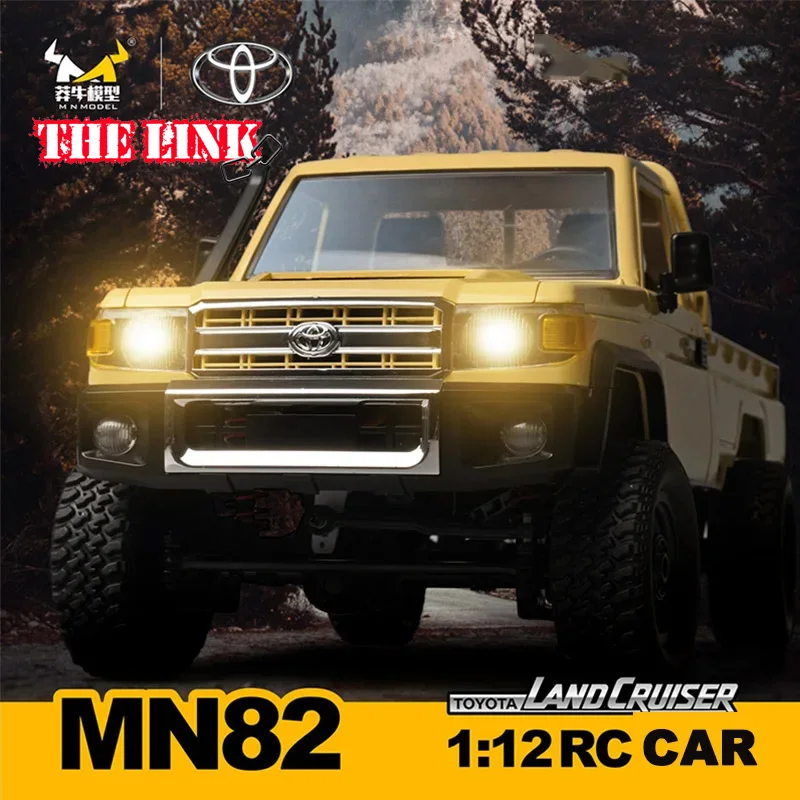 NM61436 Four-Wheel Drive Remote Control Off-Road Vehicle RC 1-12 Toyota Land Patrol Pickup Climbing Car Model Toys - Yellow & Red
