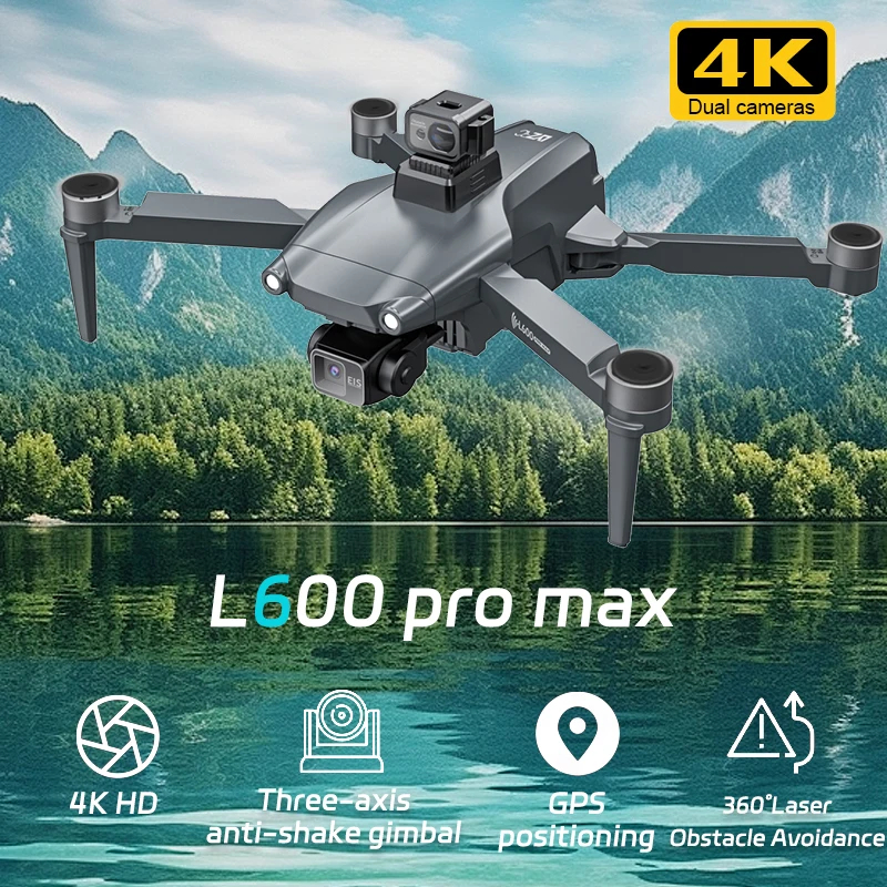 NM61663 Pro Max Drone Brushless Motor 4K HD Camera 360 Obstacle Avoidance 5G Wi-Fi FPV GPS Drone Foldable Quadcopter RC Toys Gifts - Silver & Gray