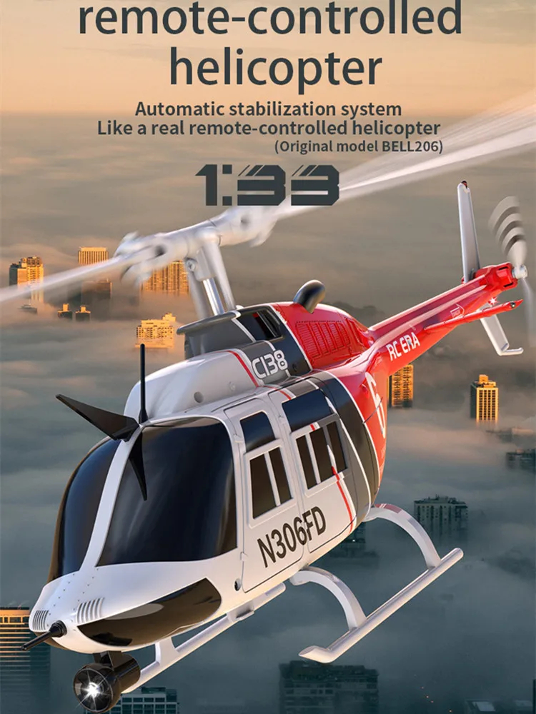 NM61686 1-36 Remote Control Simulation RC Bell 206 Helicopter C138 Altitude Hold 2.4G Genuine 6-Axis Gyro for Expert Hobbyists