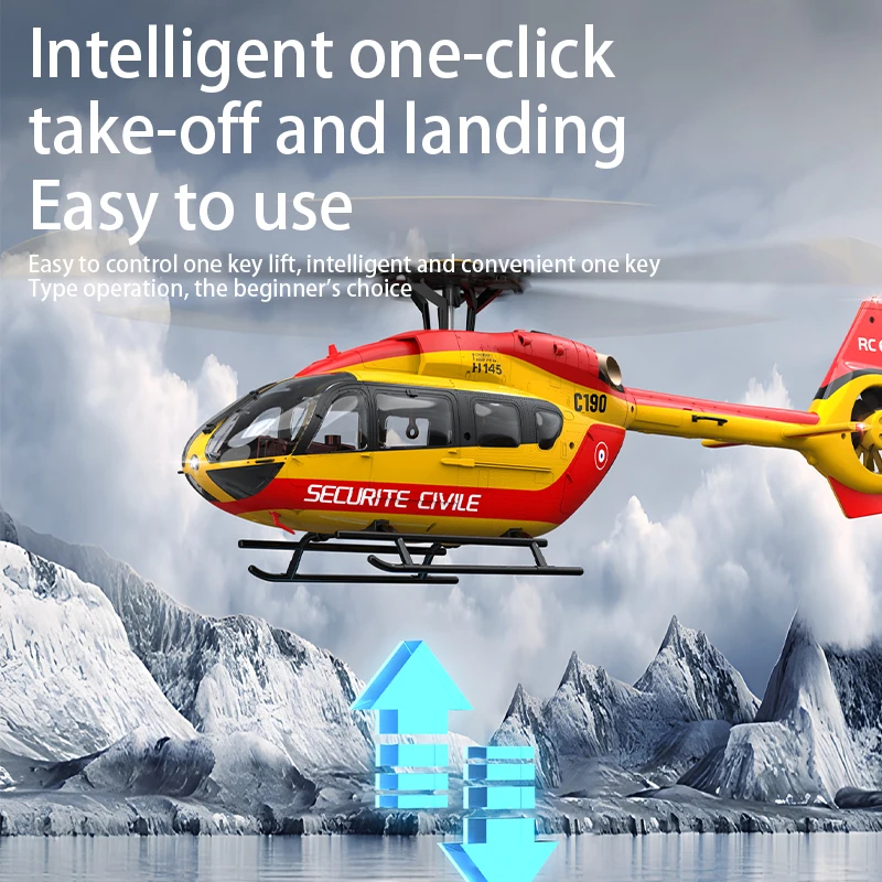 NM62443 2024 H-145   C190 Double Brushless 6-Channel Single Paddle Aileron Remote Control Helicopter RC Toy