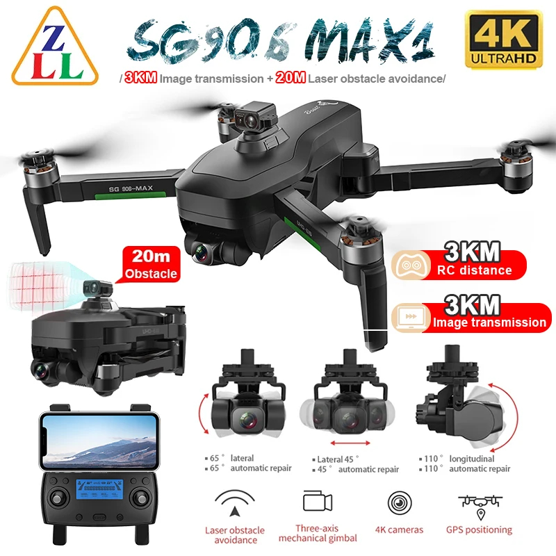 NM62485 SG906 Max1 SG906 Pro2 5G GPS Drone 4K HD Camera Laser Obstacle Avoidance 3-Axis Gimbal Wi-Fi FPV Professional RC Quadcopter -  UNO1RC
