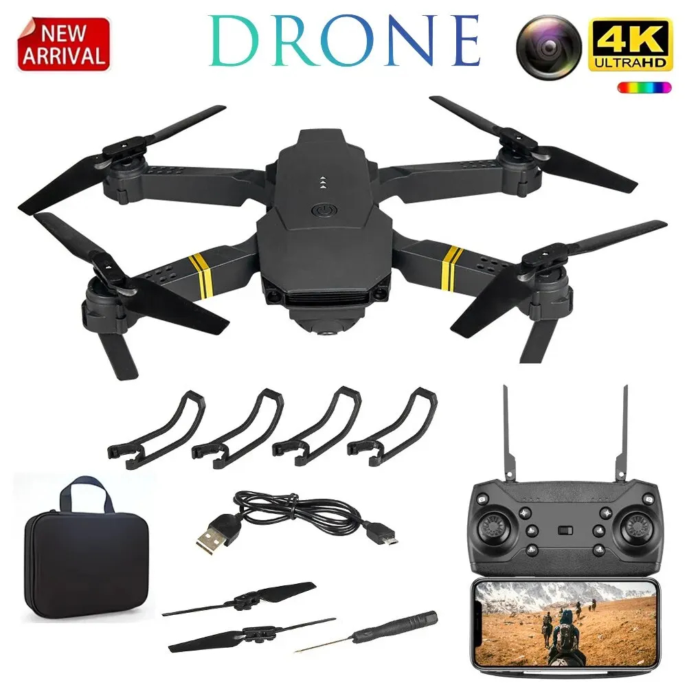NM58233 E88Pro RC Drone 4K Professional with 1080P Wide Angle HD Camera Foldable Helicopter Wi-Fi FPV Height Hold Gift Toy - Black -  UNO1RC