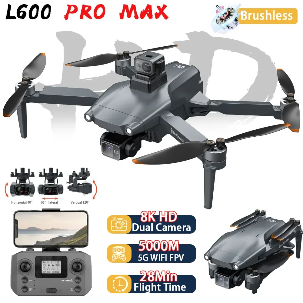 NM61985 L600 Drone 8K HD Camera GPS Professional Four-Way Intelligent Obstacle Avoidance Foldable Quadcopter RC Distance Child Toy - Silver Gray