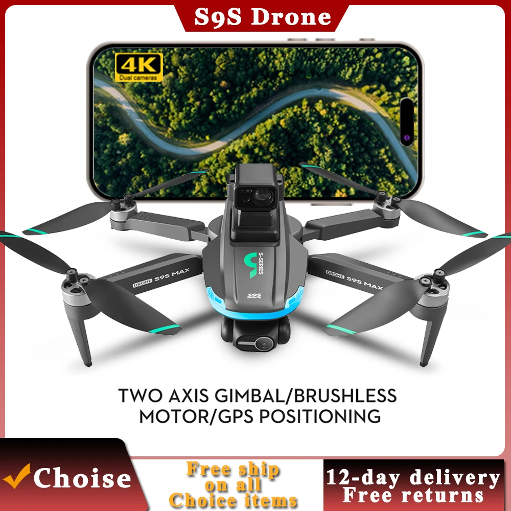 NM62024   S9S GPS Drone 4K Professional 8K HD Camera 2-Axis Gimbal Anti-Shake Aerial Photography Brushless Foldable Quadcopter
