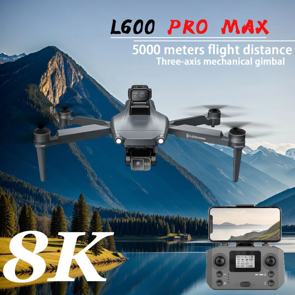 NM62026 Pro Max Professional Drone with Camera EIS 3-Axis Gimbal RC Airplane GPS Obstacle Avoidance Quadcopter Kids Toys - Silver Gray