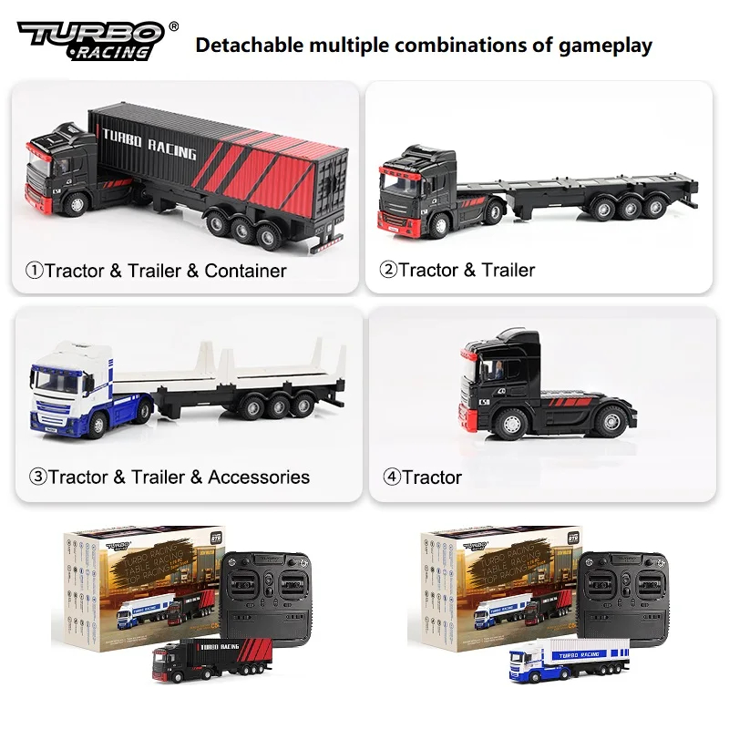 NM62059 Stock Turbo Racing C50 T 1-76 Remote Control Container C50 Truck   Chassis Simulation Horn RC Car Toy C50-C Accessory Kit