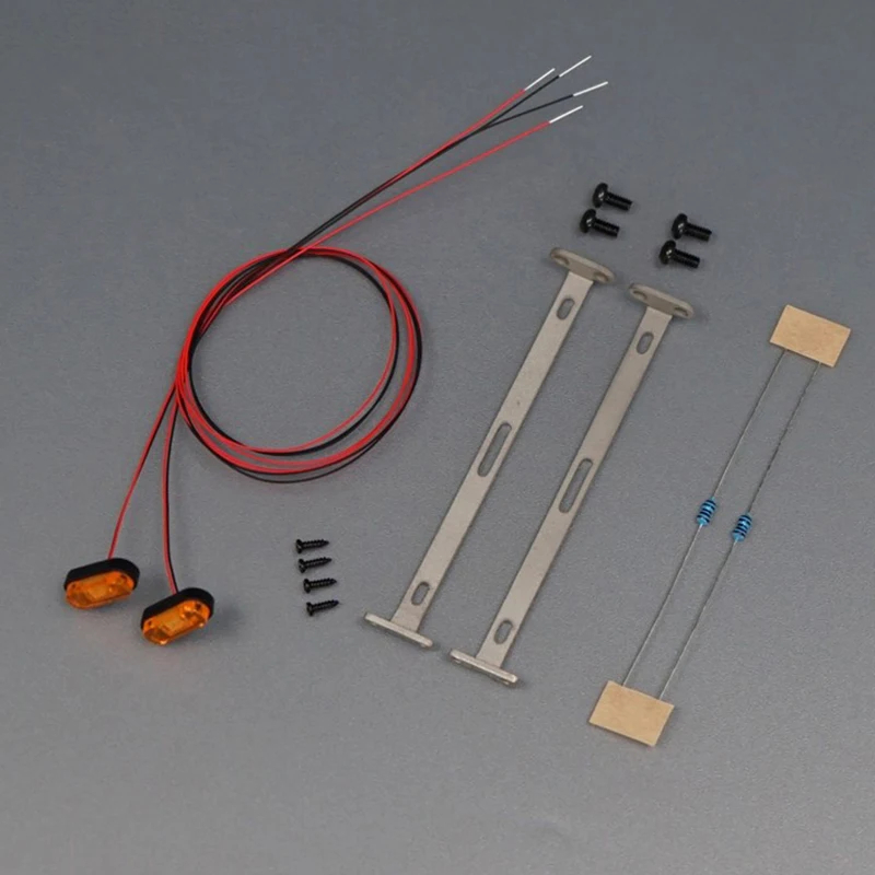 NM59105 2 Piece LED Position Lights Side Light Trailer Warning Lamp for 1 by 14 Tamiya RC Truck Tipper Scania - Transparent Yellow & Red