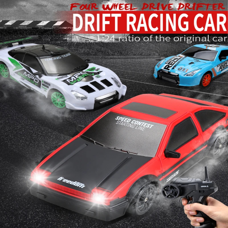 NM59185 2.4G 1-24 Four-Wheel High Speed Drive Drift Cars Rubber & Drift Two Types of Tires Simulated Racing Car Toys for Boy
