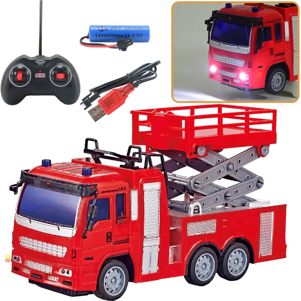 NM59371 Control Fire Truck Car Toy Model RC Engineering Mixing Crane Water Spouting Birthday Gifts