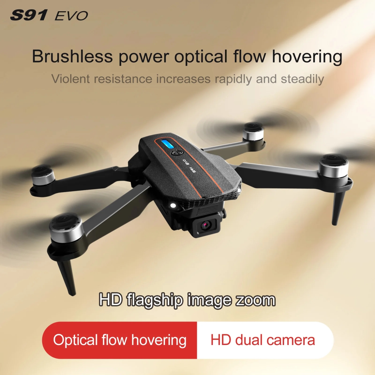 NM59457 S91 Drone 5G Wi-Fi FPV Brushless Motor GPS Return 360 Deg Laser Obstacle Avoidance 8K HD Dual Camera RC Quadcopter Drone Toys - Black & Gray