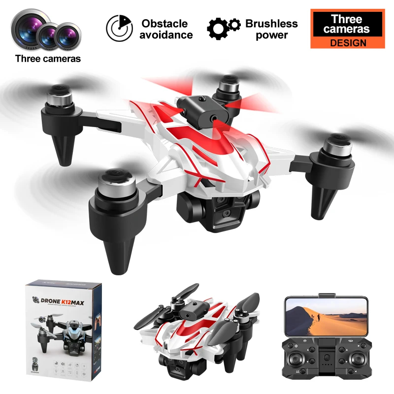 NM59520 Drone 4K HD Three Camera 360 Deg Laser Obstacle Avoidance Brushless Motor GPS Return Parking Apron RC Quadcopter Drone Toys