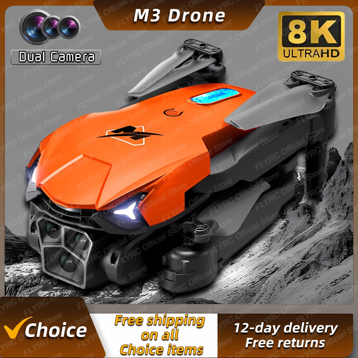 NM59575 M3 Drone 4K Professional Dual Camera 8K ESC Wi-Fi FPV Obstacle Avoidance Four Axis Folding RC Aerial Photography Toy Gift