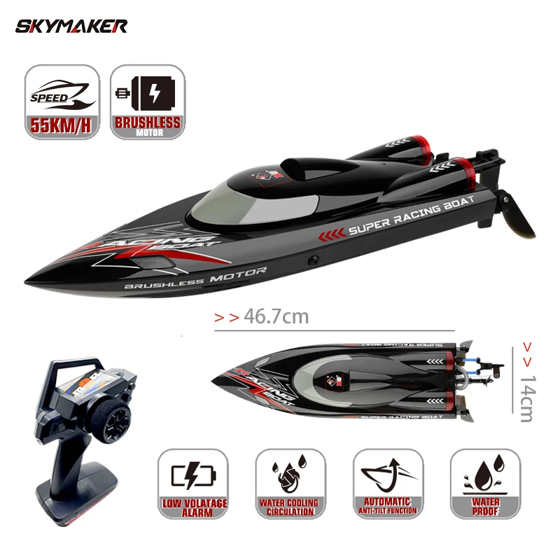 NM62254 2.4GHz WL916 High Speed Remote Control Boat Toy Gift for Kids Adults - Black