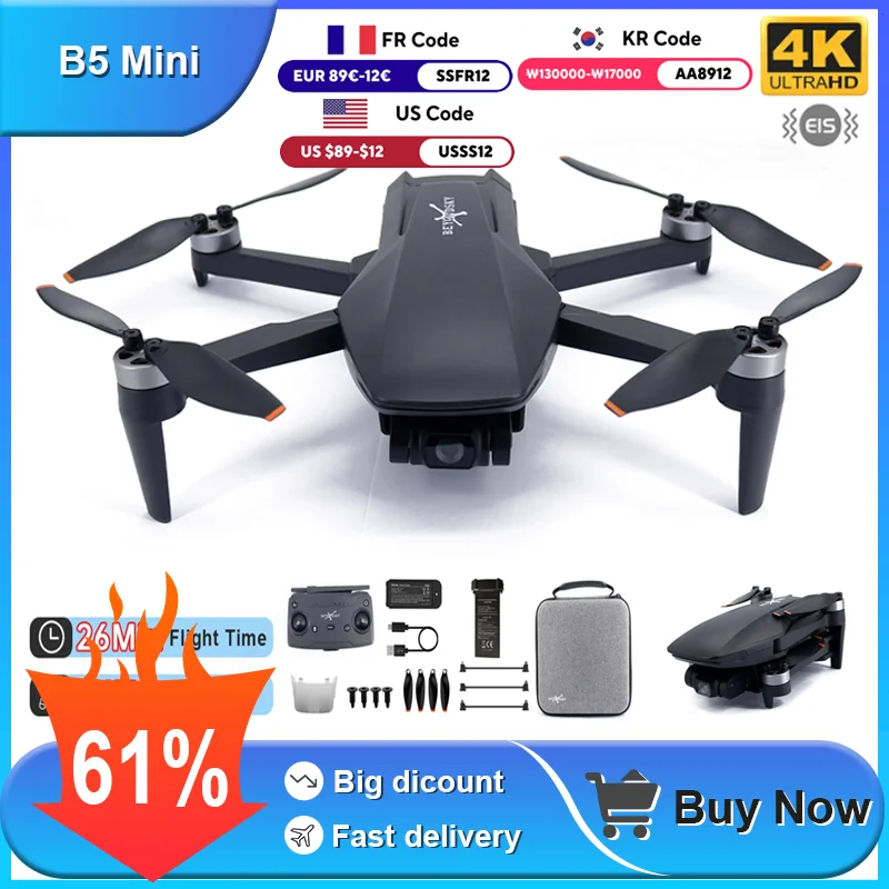 NM62316 Mini Drone 4K HD Camera 3-Axis Gimbal Brushless RC Quadcopter GPS 3KM 26 Mins Flight Remote Control Drones RC Helicopter