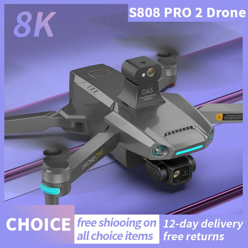NM62358 Pro2 Drone 5G GPS Trajectory Flight Professional 8K Dual Camera 3-Axis Anti-Shake Gimbal Obstacle Avoidance Wi-Fi FPV RC Toy - Black & Gray