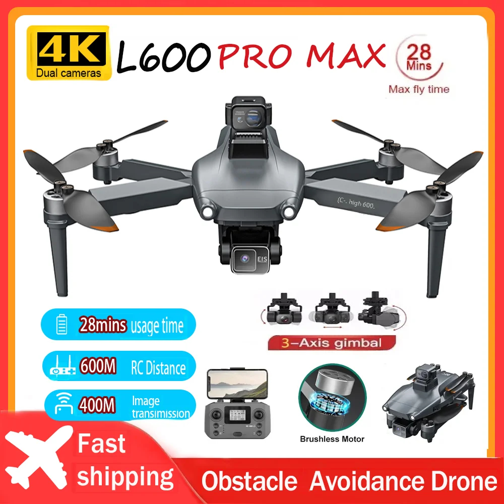 NM62036 Pro Max Drone 4K Professional GPS Laser Obstacle Avoidance FPV Drones 5G Wi-Fi EIS RC Quadcopter - Silver & Grey