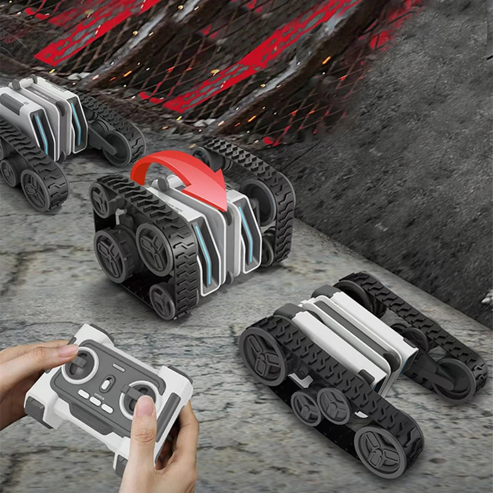 NM58540 Control Tank Stunt Vehicle Double Flip Cool Lighting 360 deg Rotating Fancy Stunts RC Cars Childrens Toys