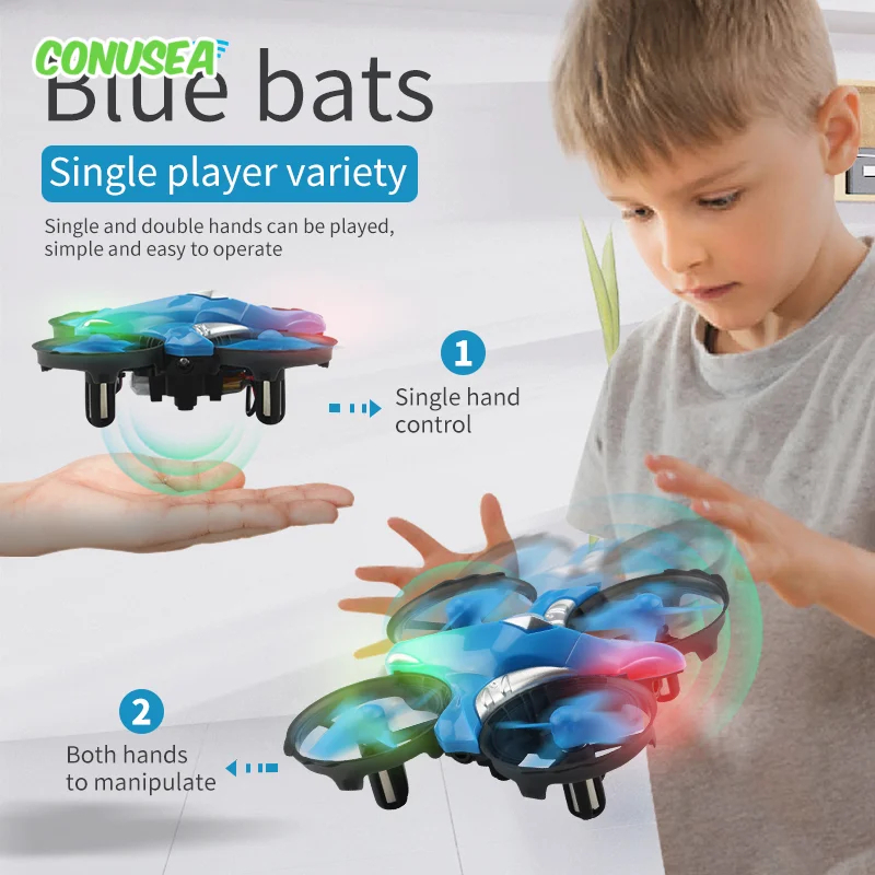 NM58606 H102 Mini Helicopter UFO RC Drone 2.4G Remote Control Helicopter Infrared Hand Sensing Obstacle Avoidance Aircraft Toy Boy - Blue