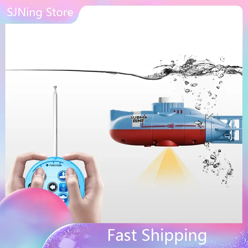 NM58633 RC Submarine High Speed Waterproof Simulation Floating Model Electric Remote Control Boat Gifts Toys for Boys - Blue & White