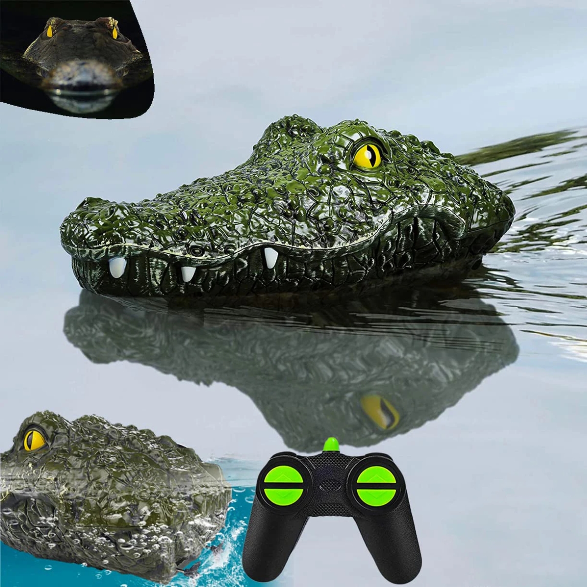 NM58725 2.4G Simulation Animal Waterproof Remote Control Alligator Electric Summer Water Pool Toys Gift for Kids - Green