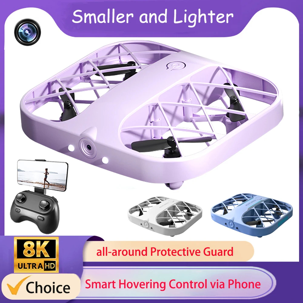 NM58942 8K Drone Professional HD 4K Camera Wi-Fi FPV Safe Remote Control Helicopter Drone Mini Pocket Quadcopter Boy Christmas Gift - White & Blue