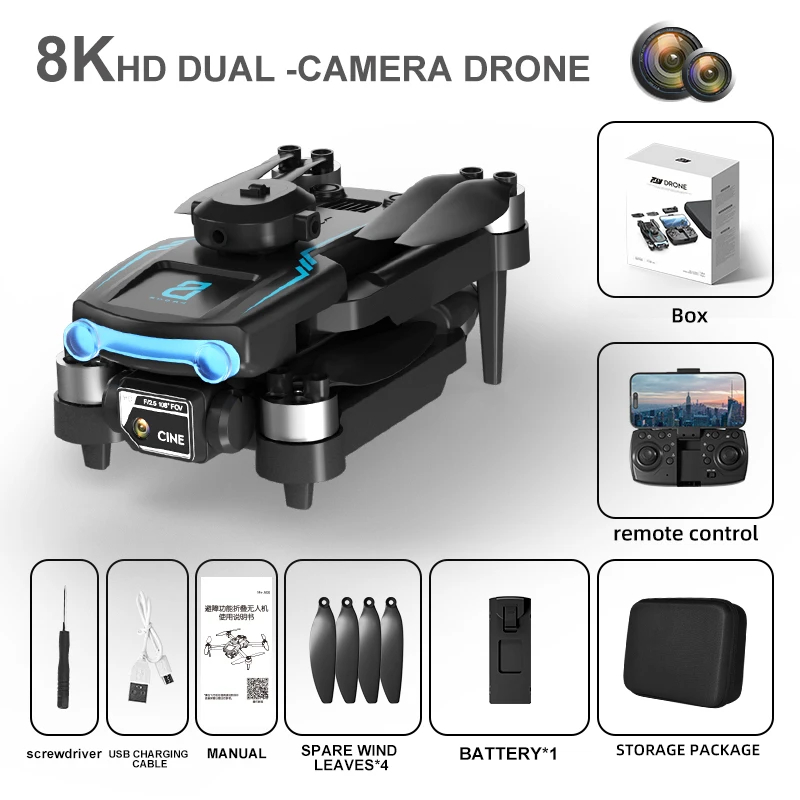 NM60361 8K RC Drone High-definition Dual Camera 360 deg Obstacle Avoidance Brushless Motor Four Axis Aircraft Outdoor RC Drone Toy