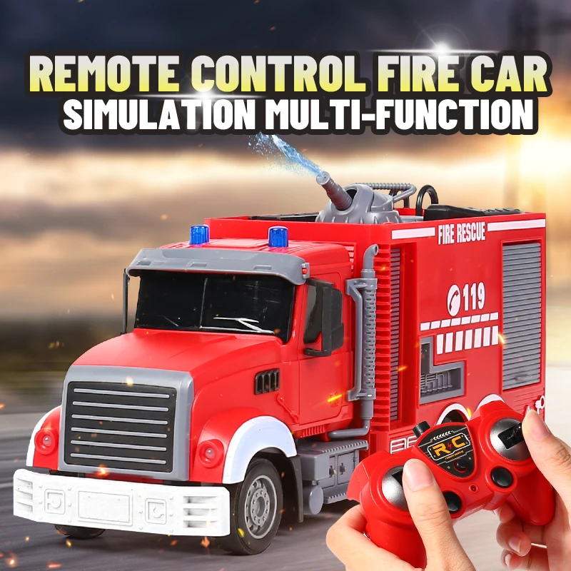 NM60365 Control Fire Truck Toy Large Size Fall Resistant Electric Set Children Simulation Sprinkler Engineering Car