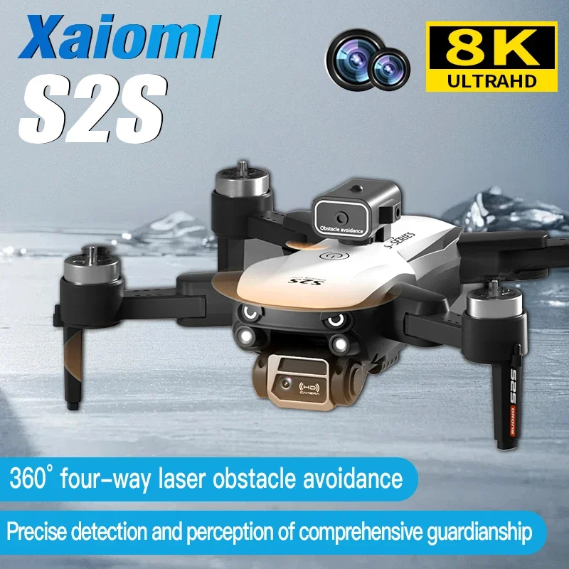 NM60514 S2S Drone 8K HD Dual Camera Brushless Motor Obstacle Avoidance Drone RC Helicopter Foldable Quadcopter Toy for Xiaomi - White