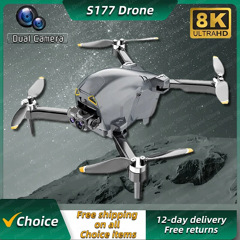 NM60529 S177 4K Drone Professional Obstacle Avoidance 8K Dual HD Camera 5G Brushless Motor Foldable Quadcopter Gifts Toys