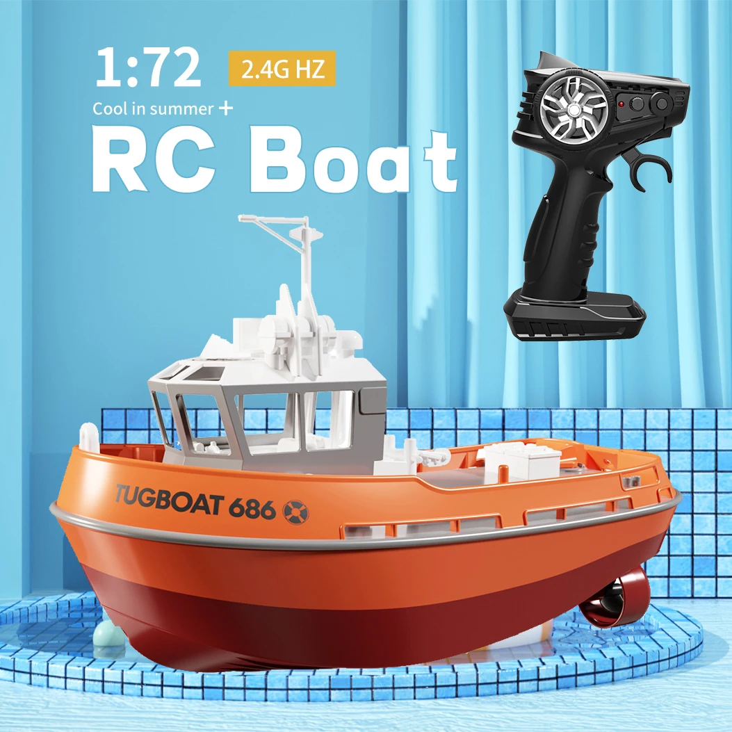 NM60584 686 RC Boat 1-72 Powerful Dual Motor Wireless Radio Control Ship Boat 2.4G Electric Remote Control Tugboat Model Boy Toy