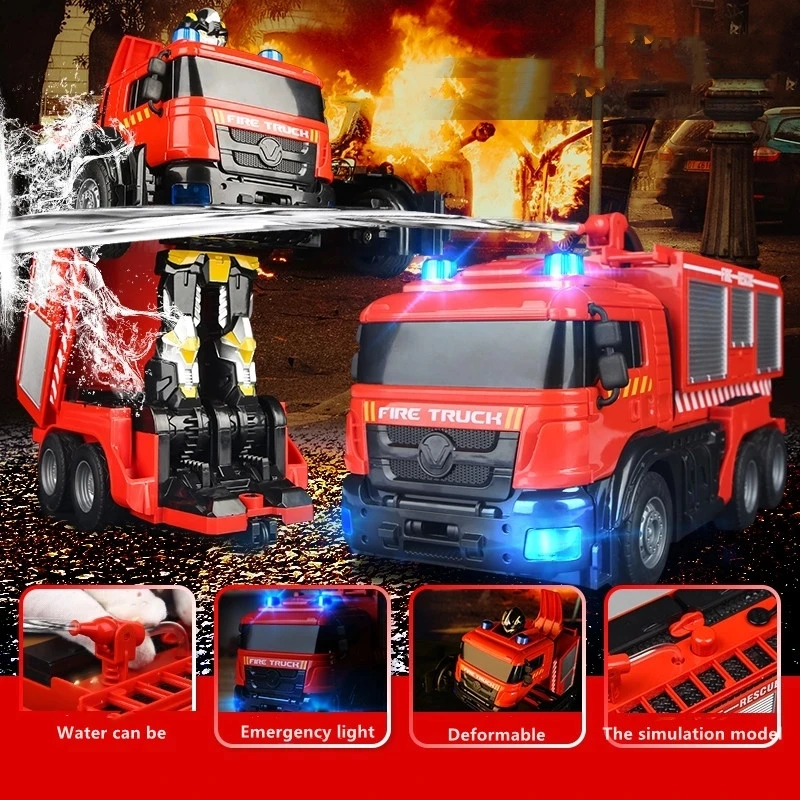 NM60596 Truck Robot RC Car Transform Robot Vehicle Light Action Toys Engine Excavator Car Truck Construction Toys Kids Gift