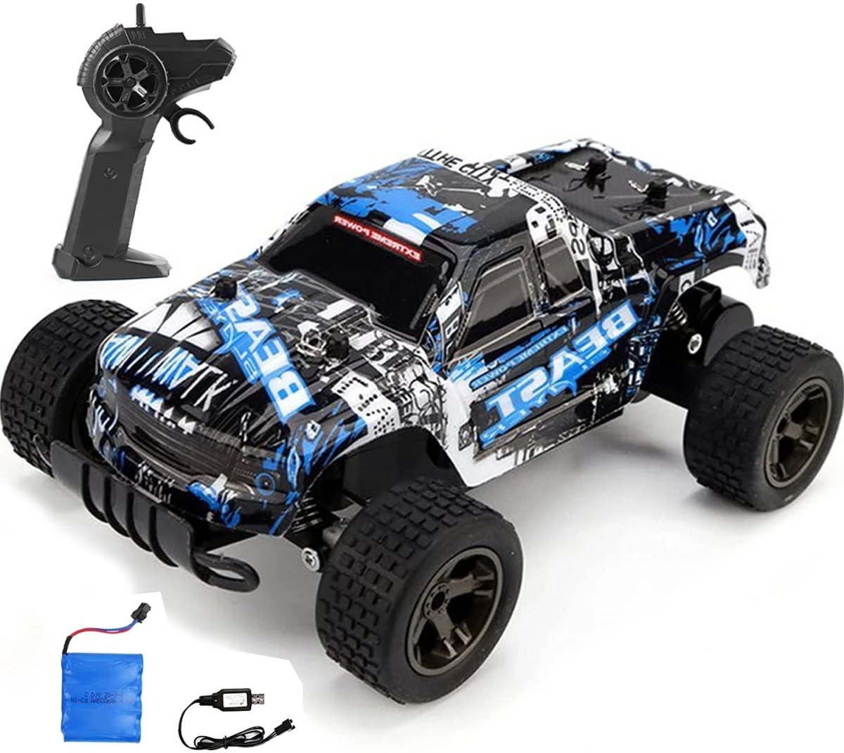 NM58836 LR-C004R Remote Control Car 1-20 4CH 2.4GHZ Buggy Off-Road Control Trucks Boys Toys for Children - Red & Blue
