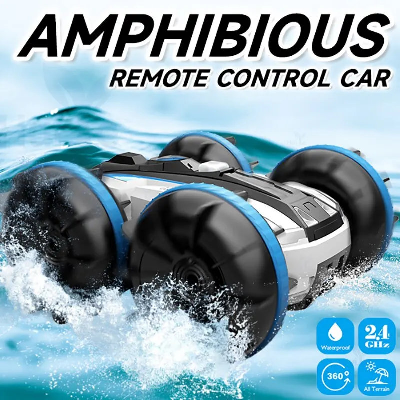 Amphibious Stunt Remote Control Vehicle Double Sided Tumbling Climbing RC Stunt Car Children Electric Toy Christmas Gifts - Blue, Green & Red
