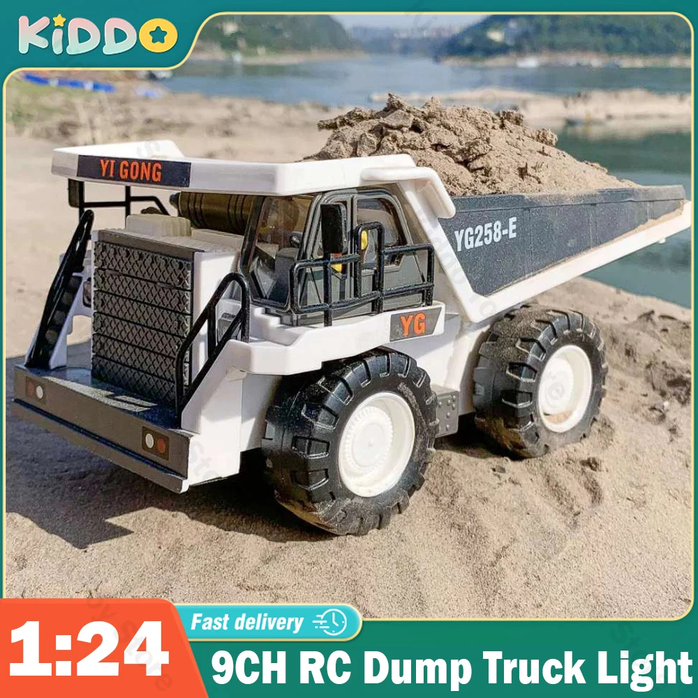 NM58855 Alloy RC Dump Truck Car with Light Engineering Vehicle Excavator Remote Control Dumper Car Toys for Boys Christmas Gifts