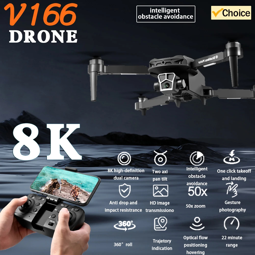 NM58933 8K FPV Wide Angle Dual Camera Drone GPS Optical Flow Brushless Obstacle Avoidance Quadcopter Children RC Toys